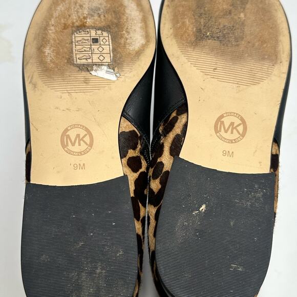 🔻🔻SOLD 🔻🔻MICHAEL KORS  MIRA BLACK LEATHER BOOTIE w/CALF HAIR ZIPPER 9M - Picture 12 of 14